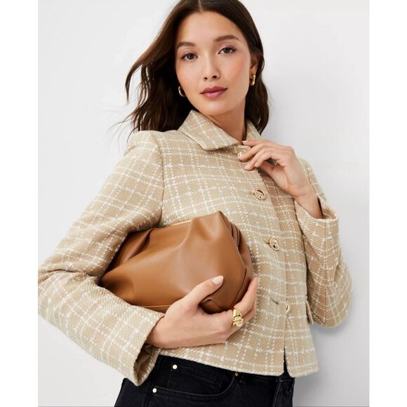 NWT Ann Taylor Neutral Multi Tweed Collared Jacket Size 2 - Picture 1 of 10